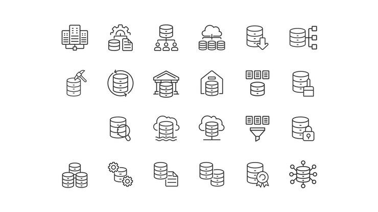 Animated Set of Data Management and Database Icons