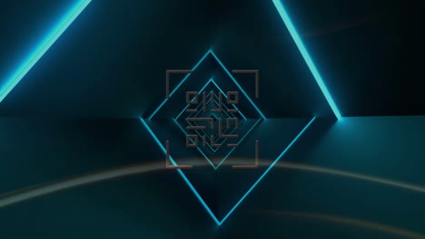 animación del código qr y procesamiento de datos digitales a través de líneas de neón
