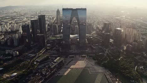 cbd buildings by jinji lake in suzhou, china.