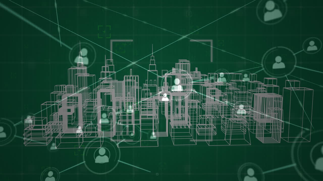 iconos de personas que se conectan en una ciudad