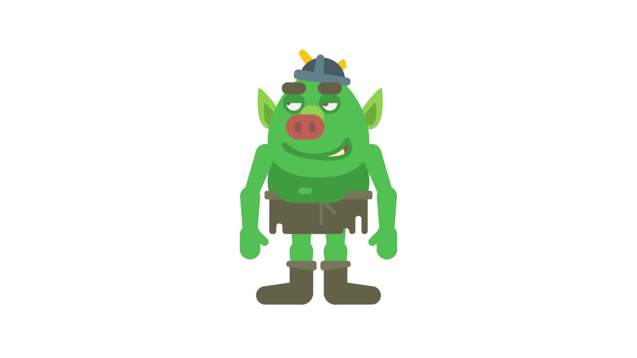 el personaje del troll agita la mano y sonríe.