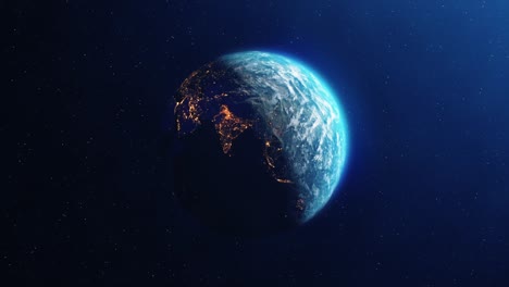 el bucle de rotación de la tierra con luces nocturnas de la ciudad