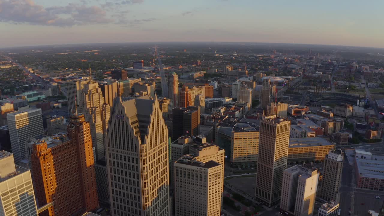 Filmato dello skyline di Detroit all'alba mattutina