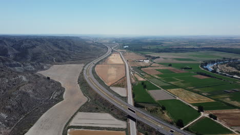 aerial view of a highway and countryside landscape