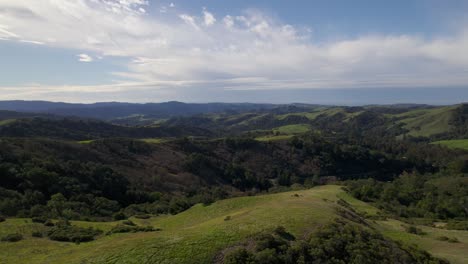 drone trucking right across rolling northern california hills during golden hour