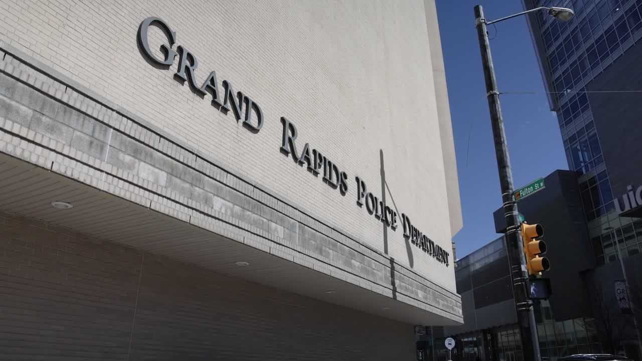 Grand Rapids, Michigan Police Department sign steady video shot