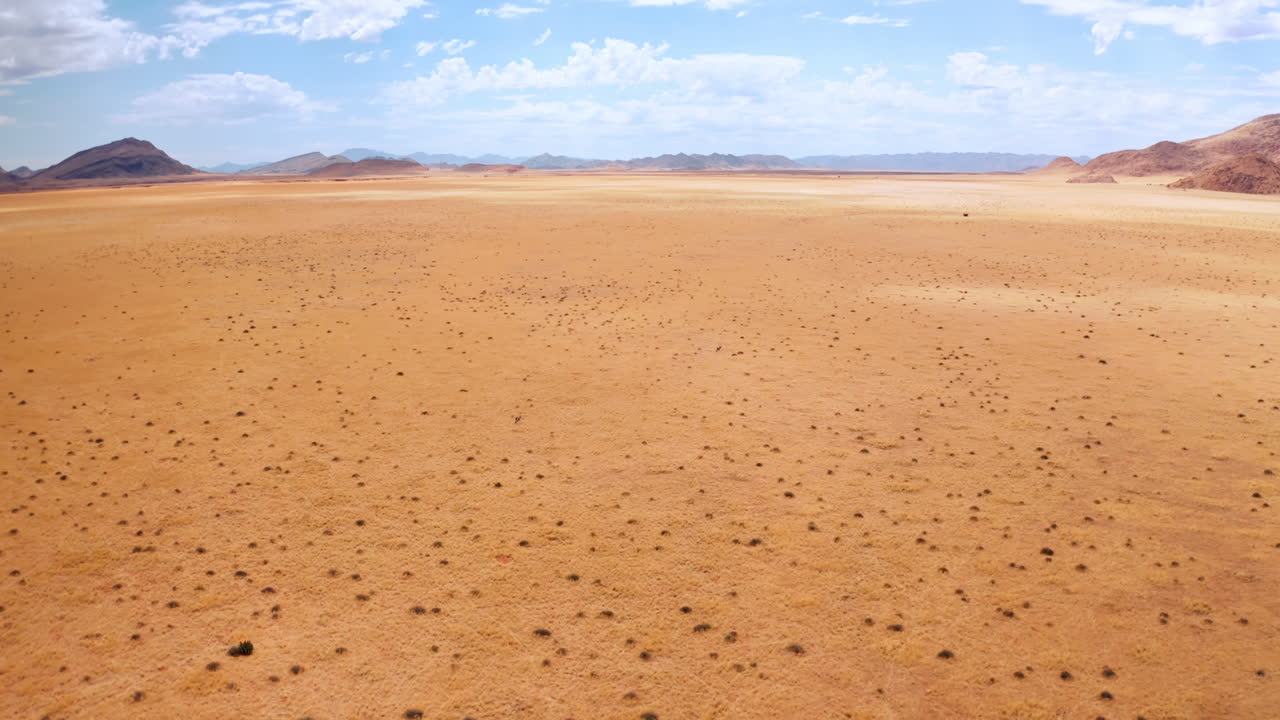 Aerial View of a Dry, Vast African Desert Landscape