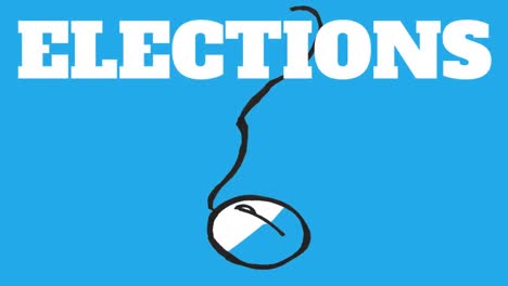 Animation-of-elections-text-over-mouse-icon-on-blue-background