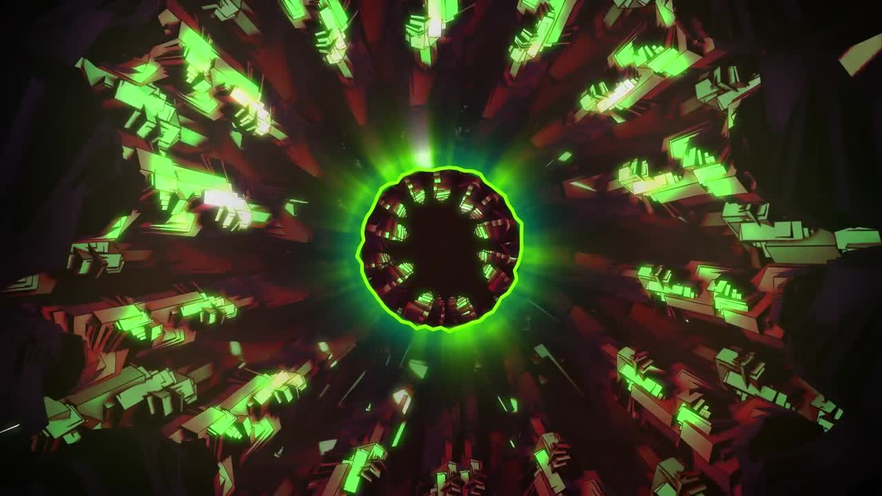 animación de un patrón de neón verde y marrón brillante en un bucle sin costuras
