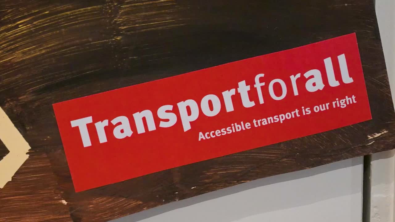 Campaign scene emphasising that accessible transport is a fundamental right, highlighting equality, dignity, and independence for disabled passengers