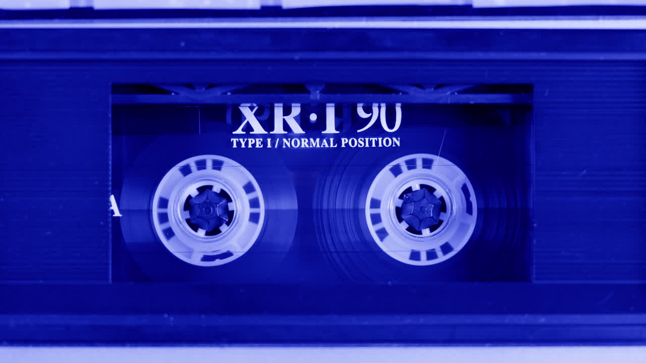 Close-up of a vintage cassette tape