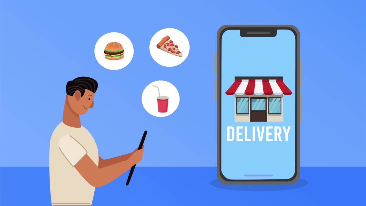 man buying online with smartphone