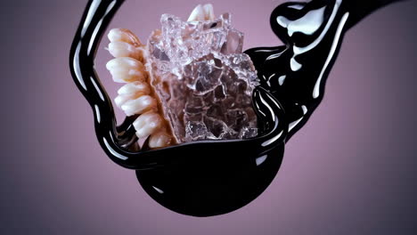 abstract liquid art with walnuts and crystals