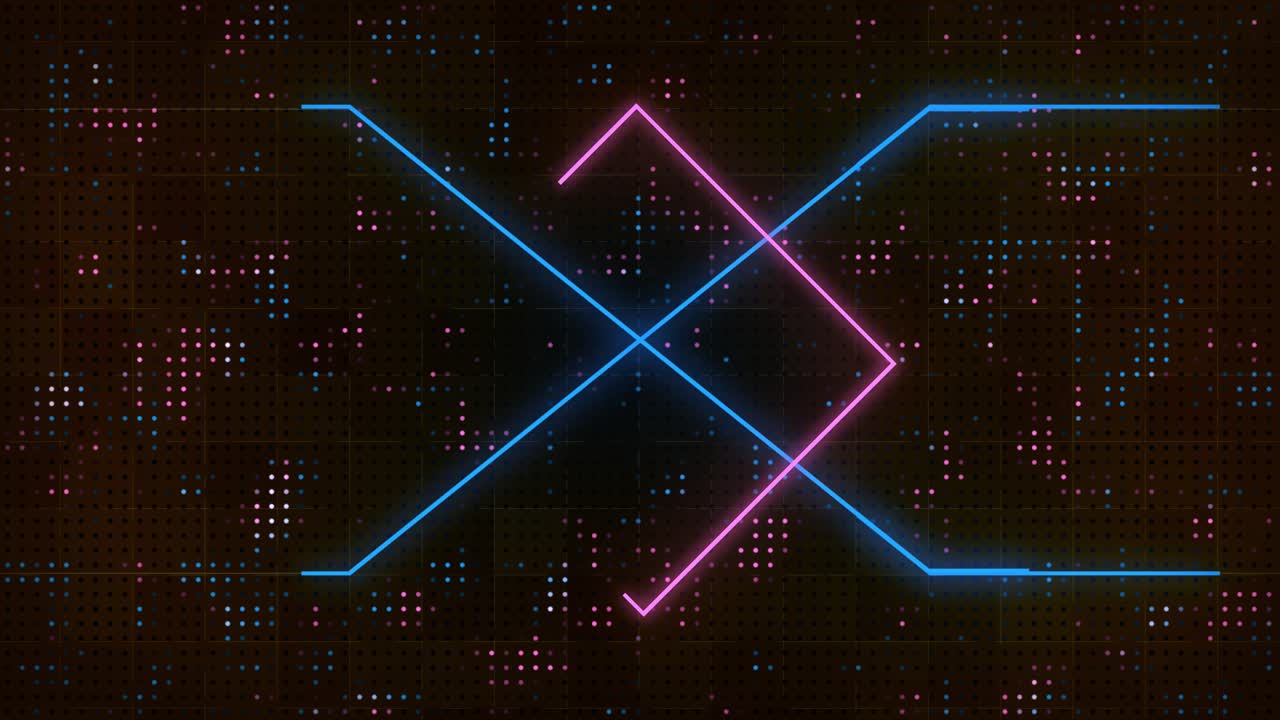 Abstract Digital Grid with Glowing Neon Lines and Dots