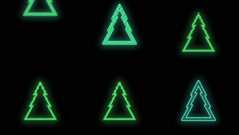 neon green christmas trees pattern on black gradient 5