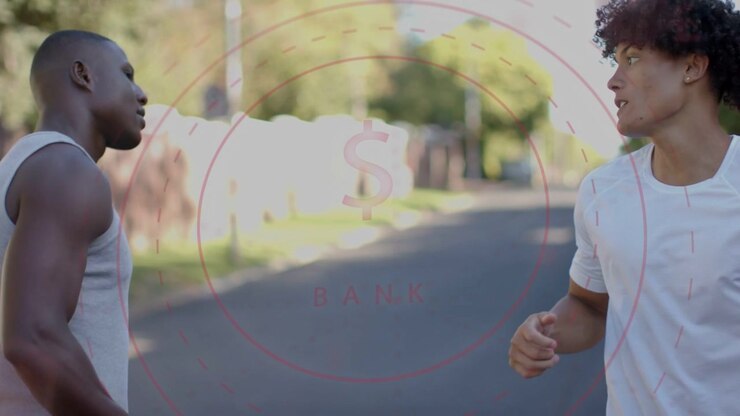 Corridori che si stringono la mano, controllano l'orologio fitness e poi fanno jogging lungo una strada tranquilla per mantenersi in forma.