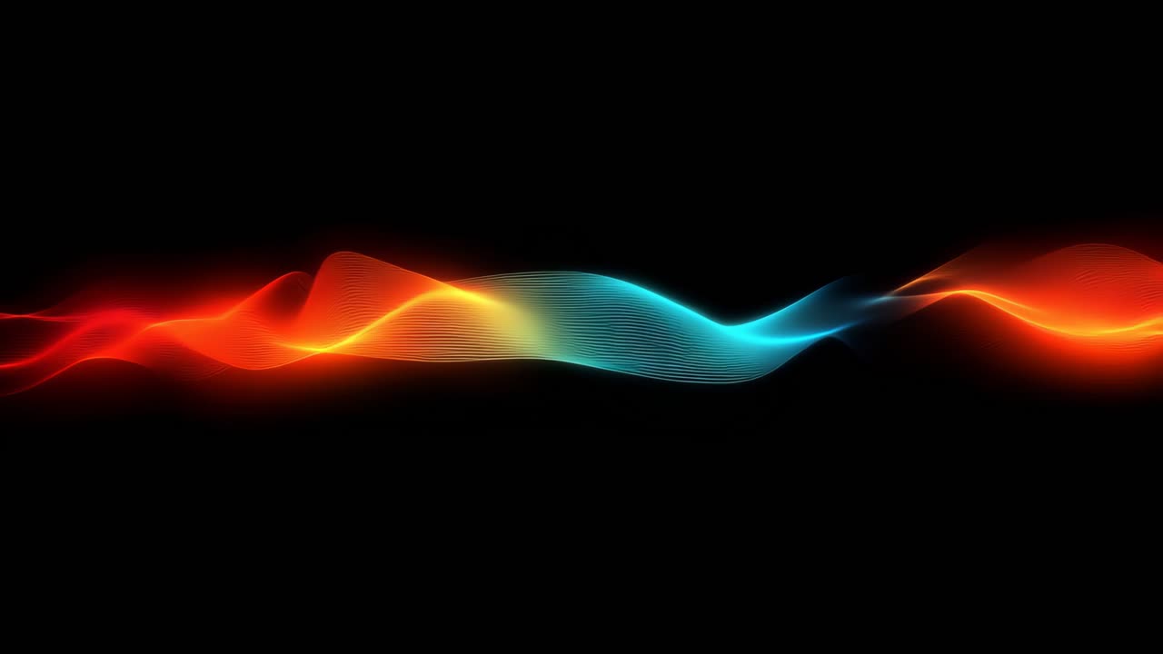 Vibrant, colorful waveforms on a black background, captured from a straight-on angle