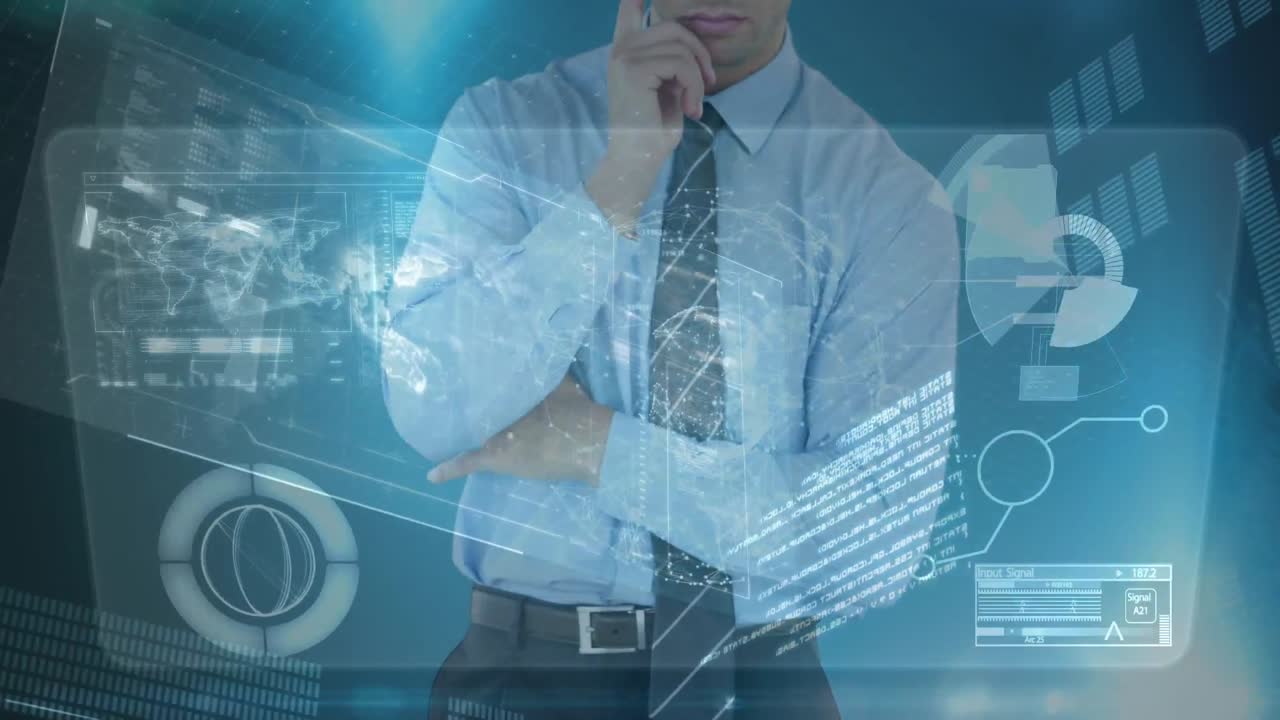 데이터로 정보를 분석하는 사업가