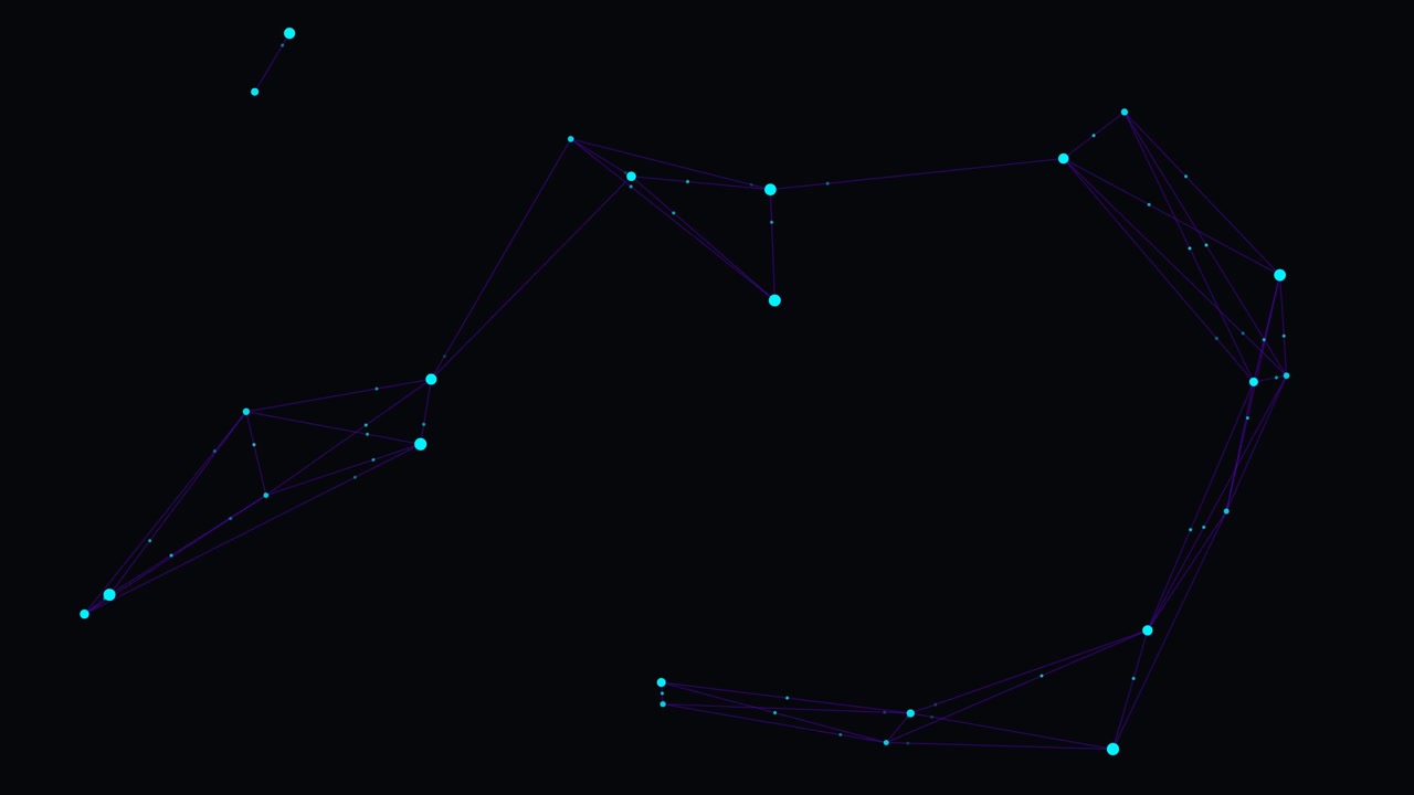 Nodi di connessione di rete astratti con linee in movimento su sfondo nero