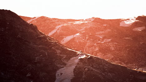 winter mountain landscape at sunset