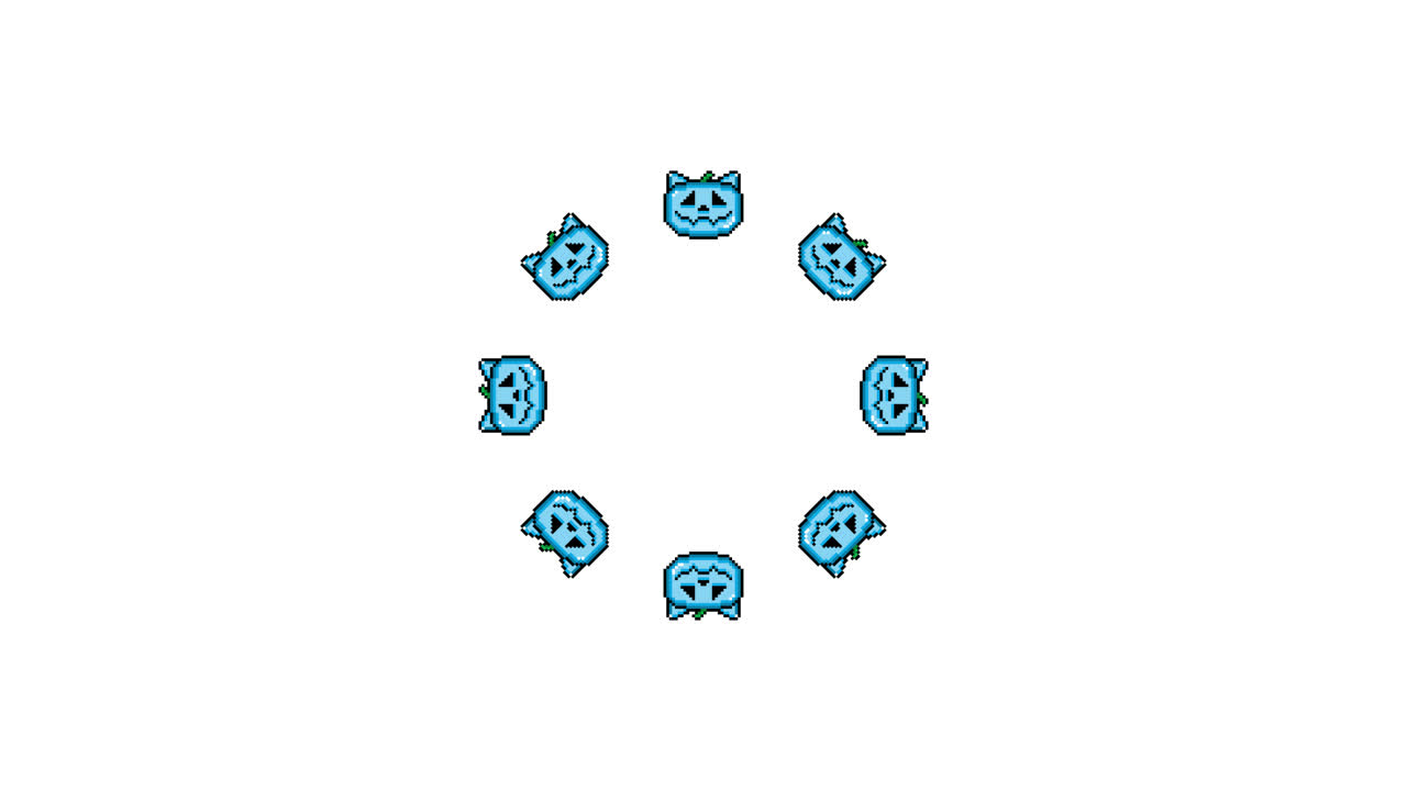 Pixel Art Jack o lantern cat Spinning Circle Animated Overlay Transparent 30fps (3)