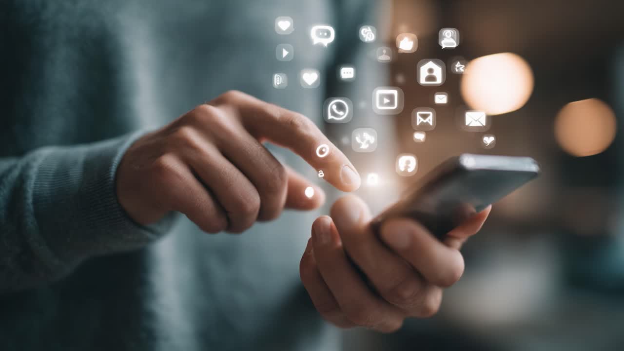 Engaging with Communication: A Close-Up of a Person Using a Smartphone to Access Various Digital Services and Social Media Platforms