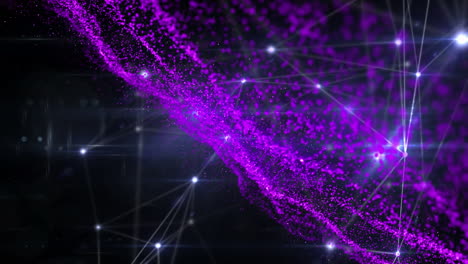 animation of network of connections with glowing purple mesh