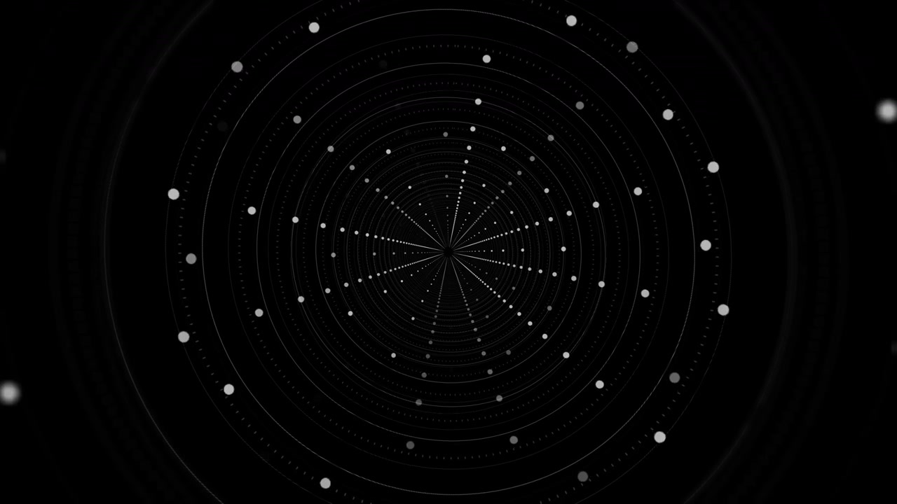 Monochrome dots circular paths toward point deep tunnel composition scanning sonar navigation space