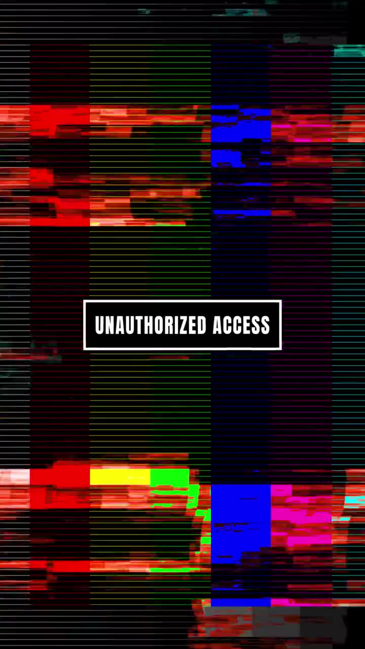 Digital Glitch Effect with Unauthorized Access Warning Message