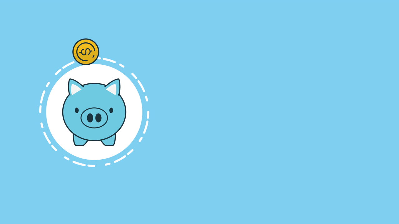 cerdo con dinero animación de economía