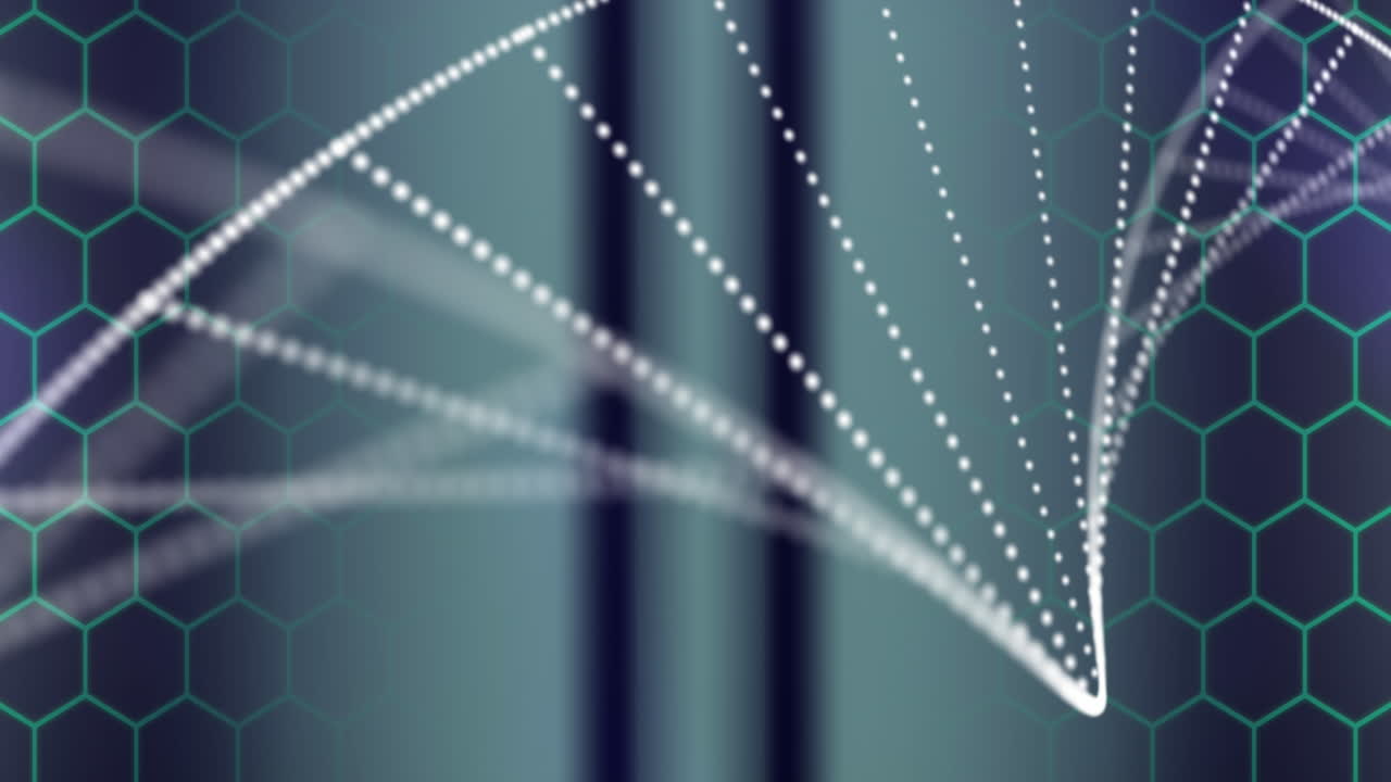 Animation of dna strand, chemical structures and scientific data processing