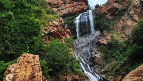 Beautiful-high-multi-layer-Waterfall-falling-over-the-cliff-and-it-is-the-start-of-the-crocodile-river-at-the-walter-sisulu-national-park-in-South-Africa