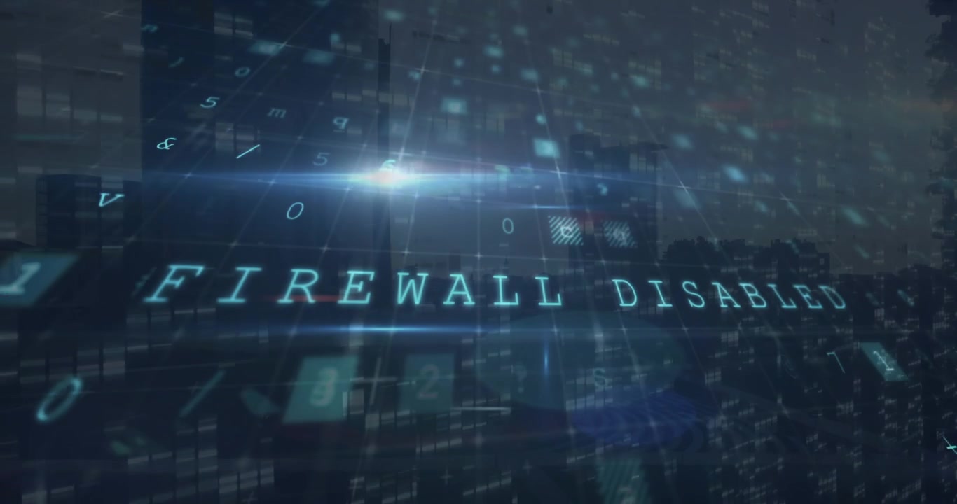 Animation of cyber attack warning text and data processing