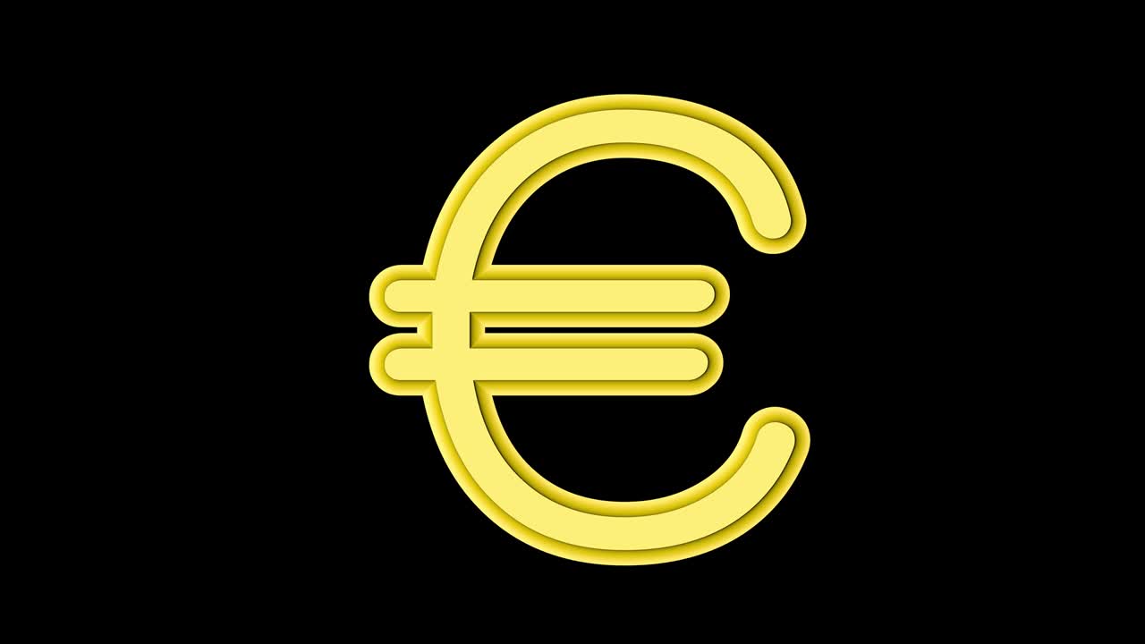 Simbolo dell'euro dorato isolato su canale alfa