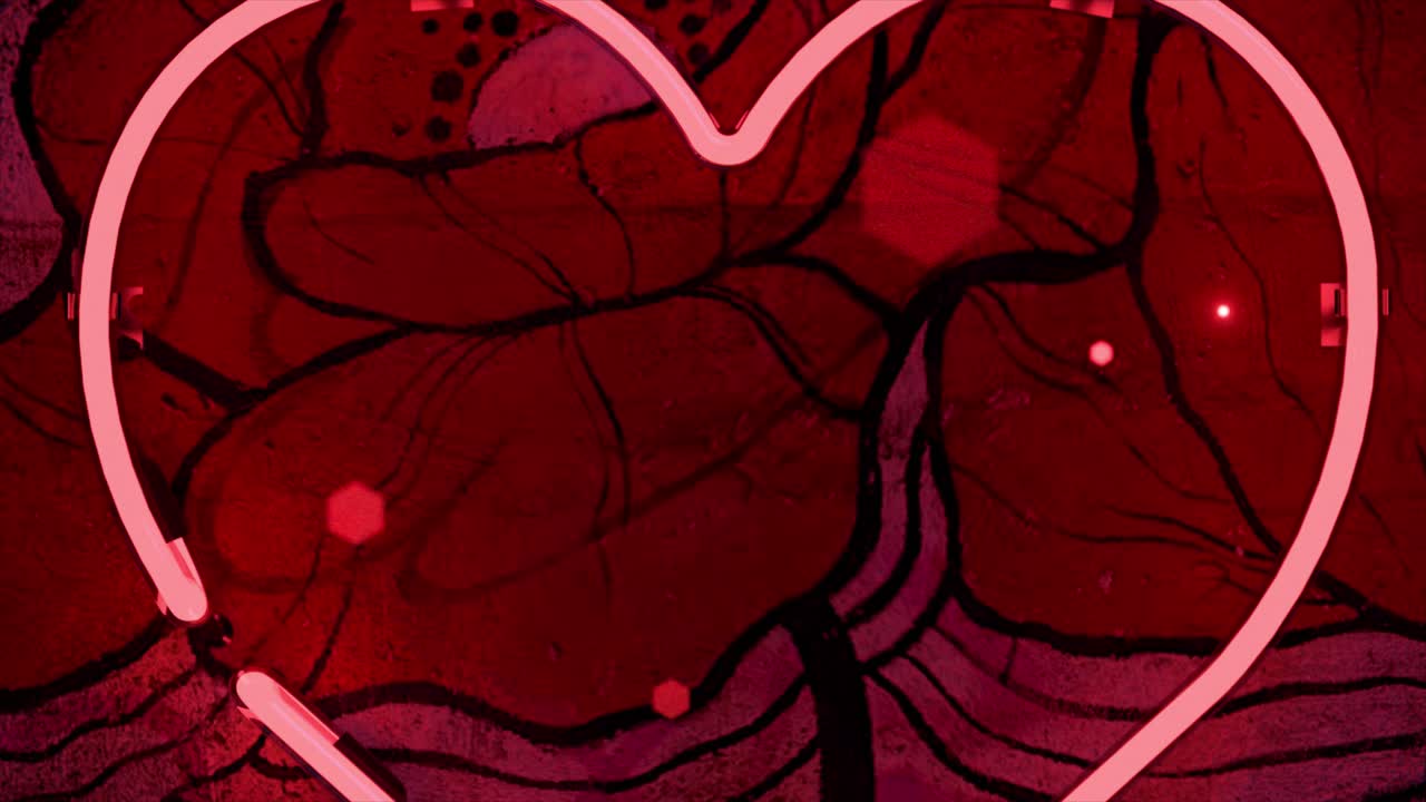 은 벽에 있는 네온 심장