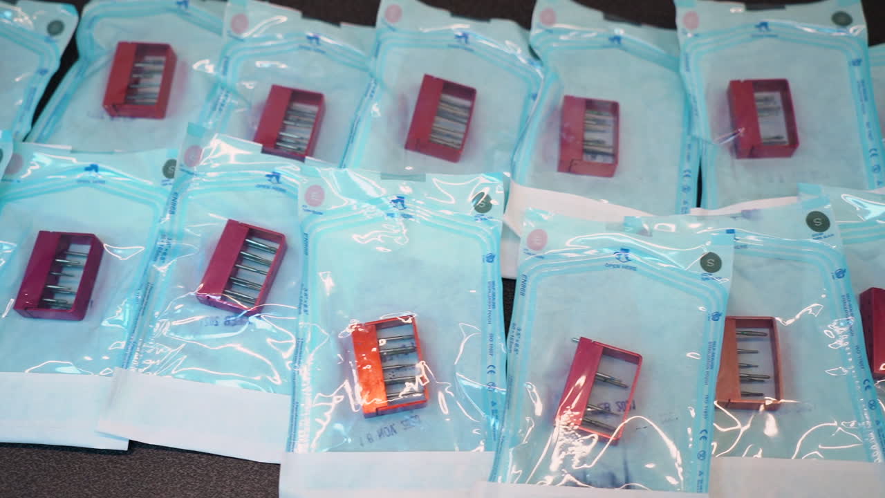 dolly deslizador disparo de herramientas dentales lugar ordenadamente en el escritorio