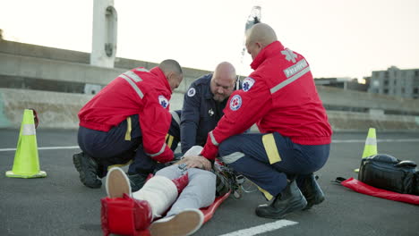 first aid, paramedic man and emergency