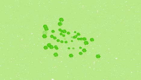 Animation-of-lucky-clover-over-green-background