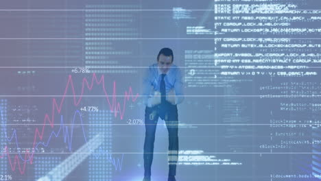 animación de datos financieros sobre el exitoso empresario caucásico