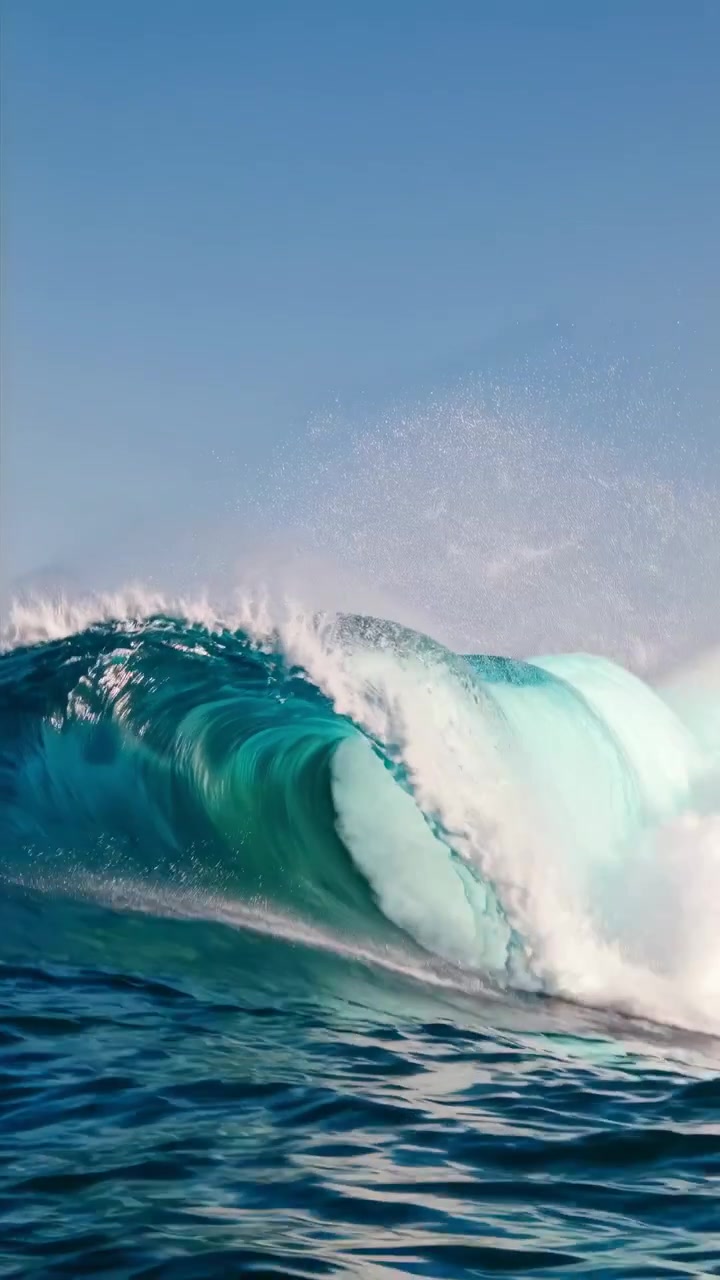Poderosa Onda Azul do Oceano Quebrando em Águas Tropicais