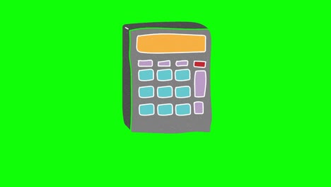 calculadora dibujada a mano en pantalla verde. animación de bucle flotante