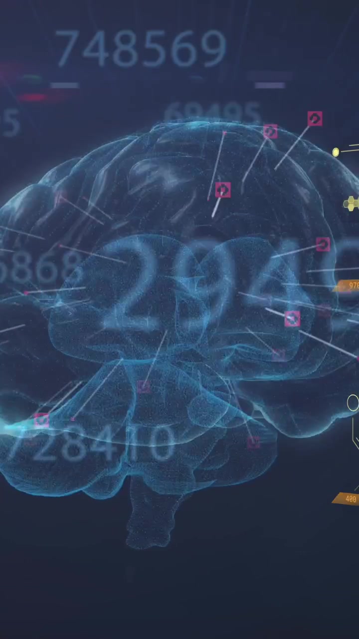 Animation of dna strand, human brain and scientific data processing