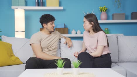 boy and girl friends chatting at home.