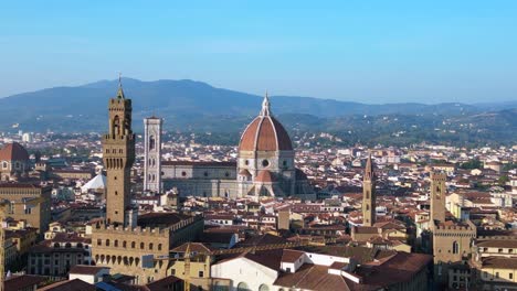 magic aerial top view flight cathedral medieval town florence tuscany italy