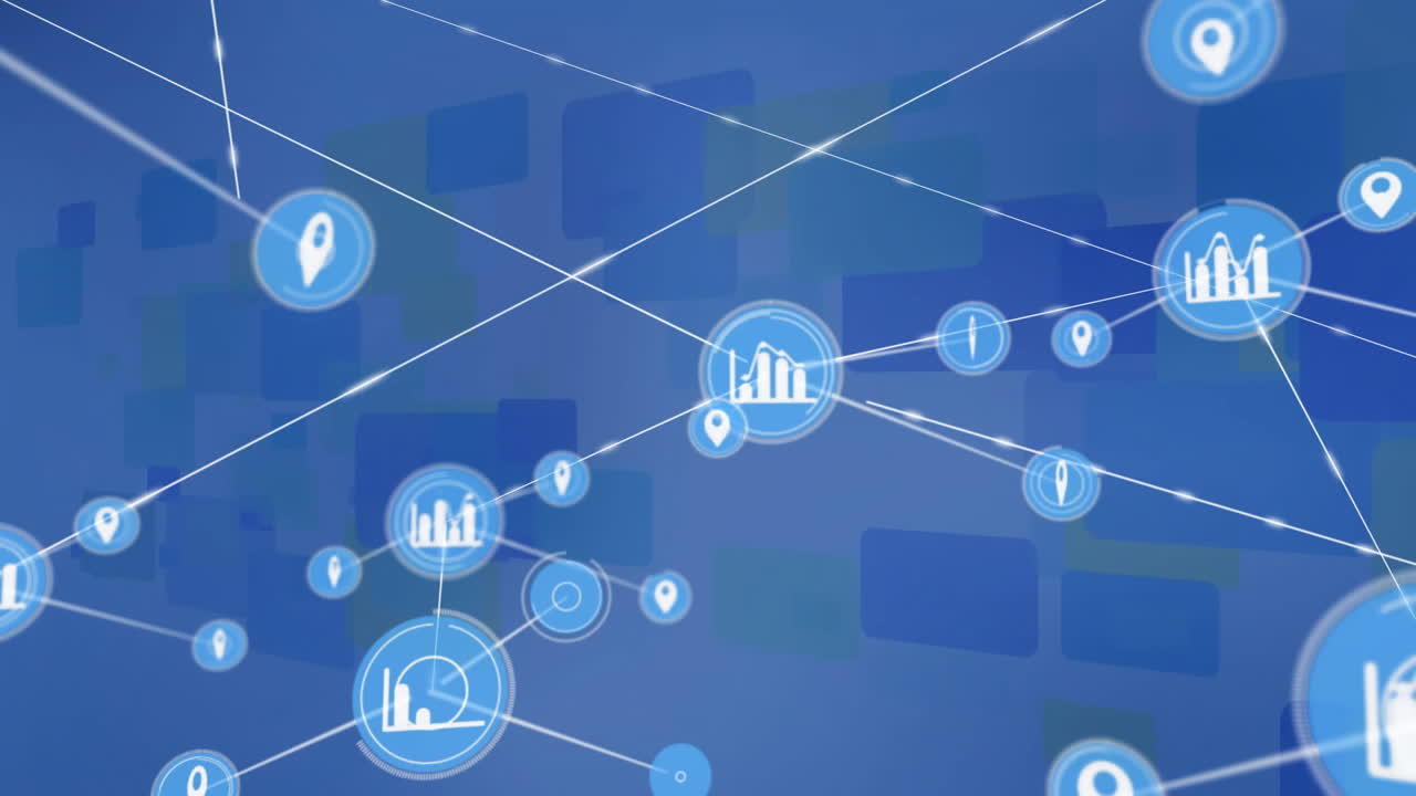 Animation af et netværk af forbindelser med statistikikoner