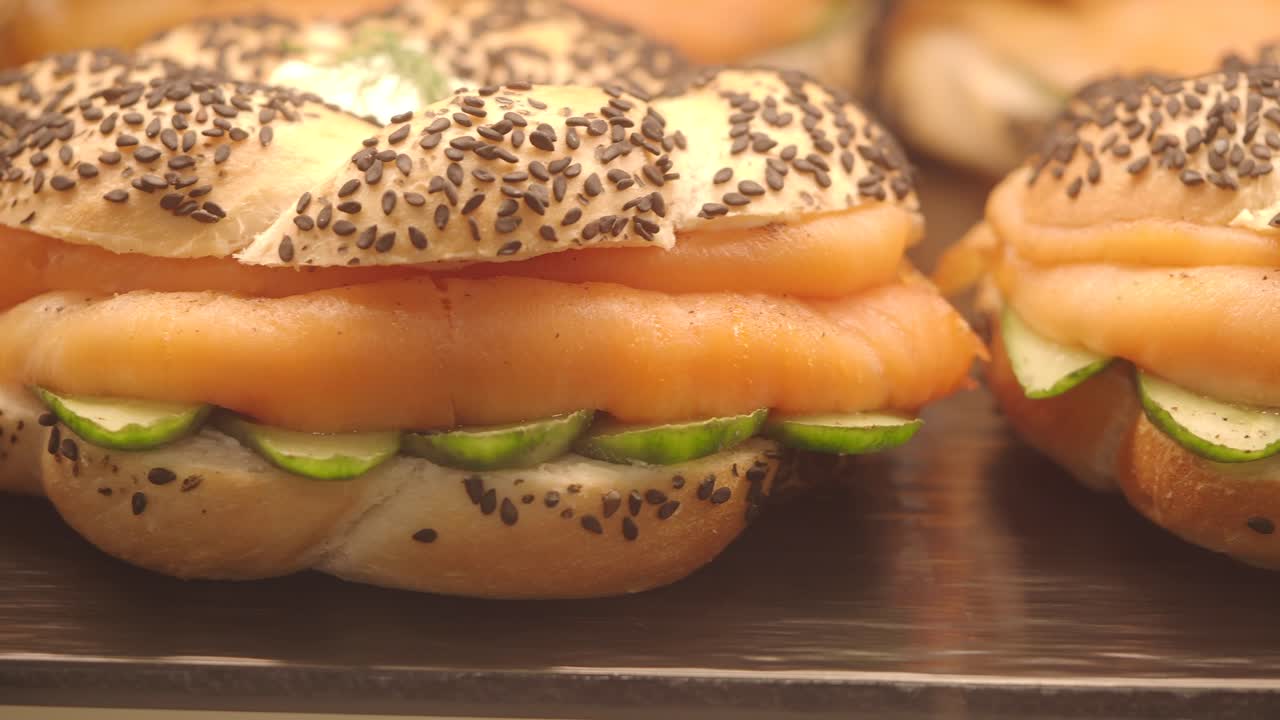 Bagels with Salmon and Cucumber