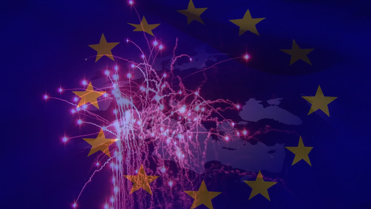 fuegos artificiales y vídeo de europa