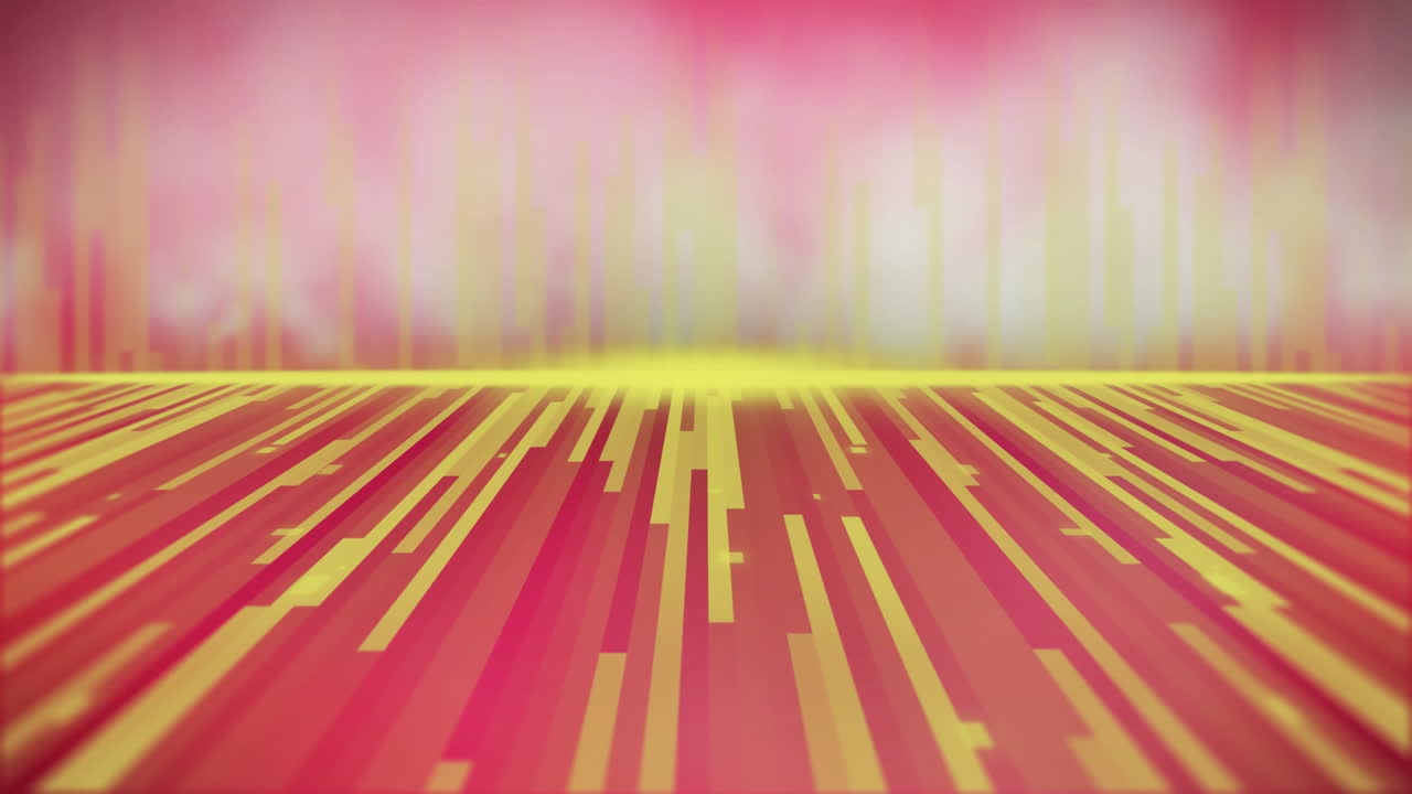 Digitální animace žlutých světelných stop na růžovém pozadí