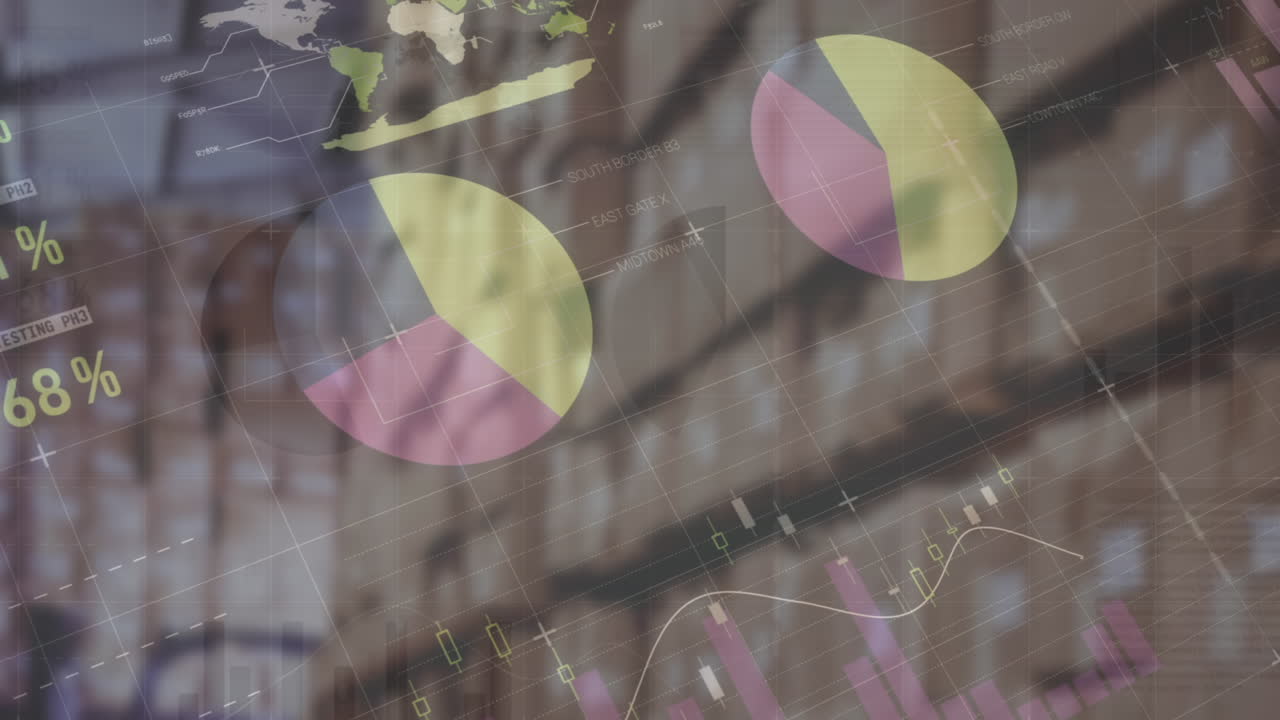 animación del procesamiento de datos financieros en el almacén