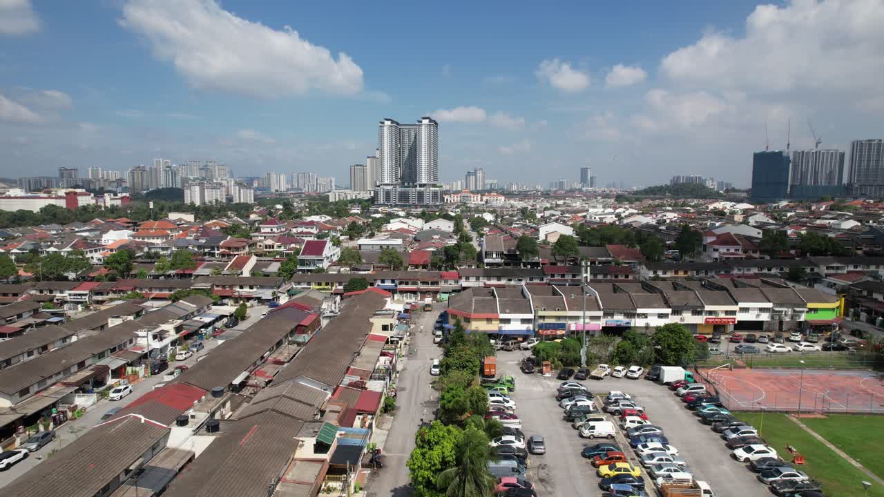 Aerial View of Cityscape with Buildings and Houses